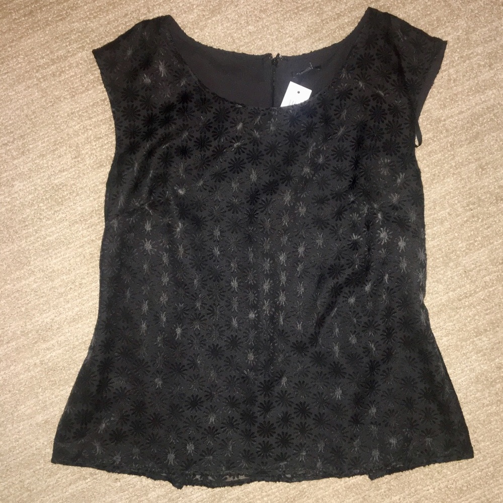 Ann Taylor black peplum sleeveless blouse